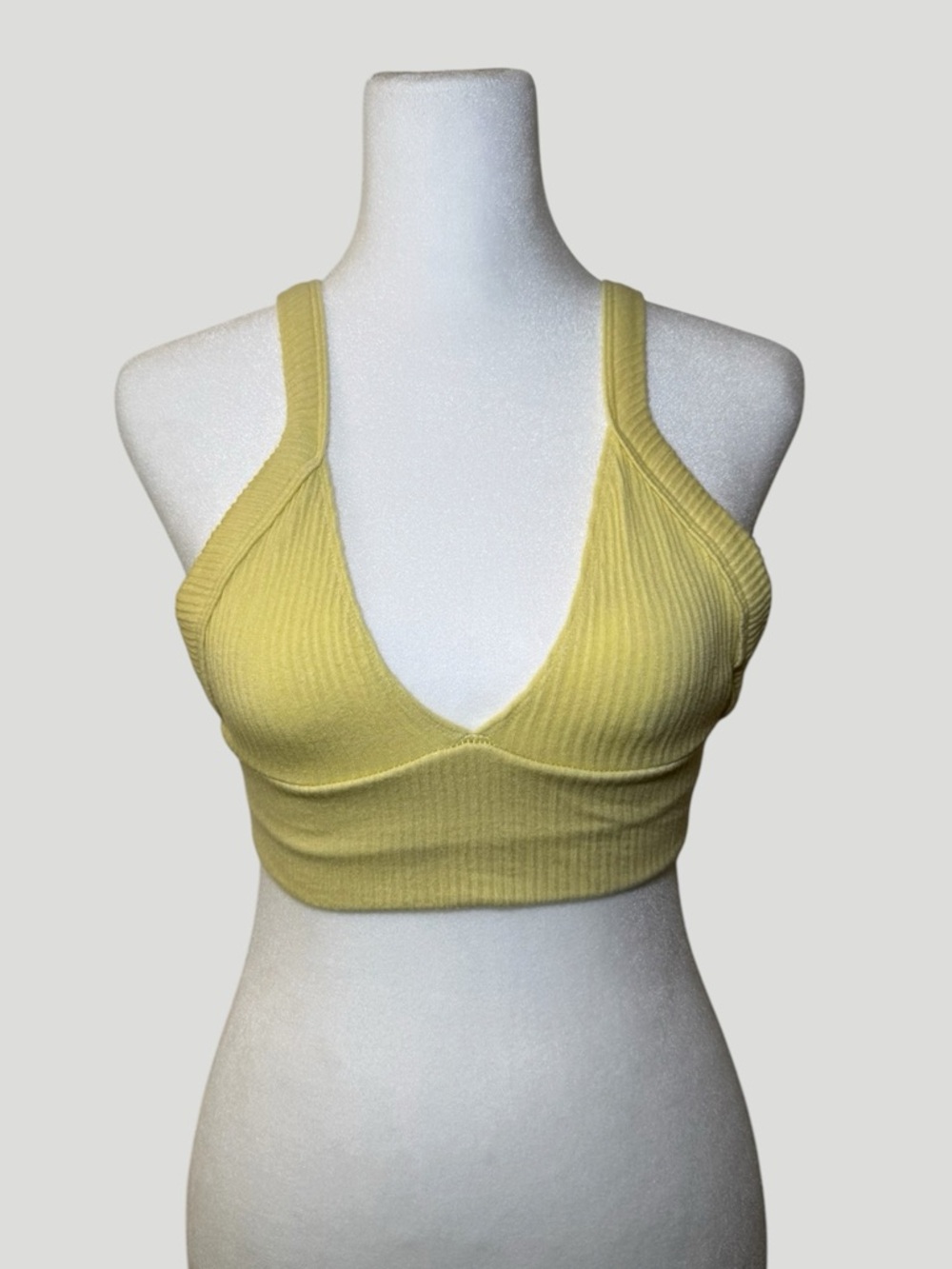 Urban Outfitters Yellow Ribbed V-Neck Bralette